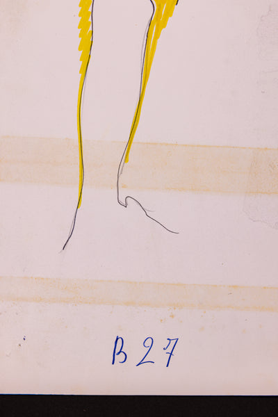 Karl Lagerfeld Original Fashion Sketch Ink Drawing with Marker B27