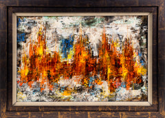 Leonardo Nierman, La Ciudad en la Nieve, 1960 Signed Original Oil Painting