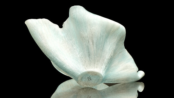 Toots Zynsky, Untitled (White & Ice Blue), Signed Filet-de-Verre Handblown Glass