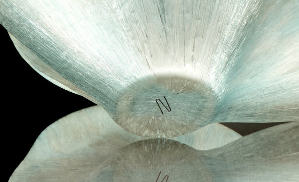 Toots Zynsky, Untitled (White & Ice Blue), Signed Filet-de-Verre Handblown Glass