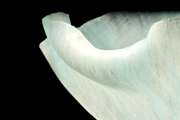 Toots Zynsky, Untitled (White & Ice Blue), Signed Filet-de-Verre Handblown Glass
