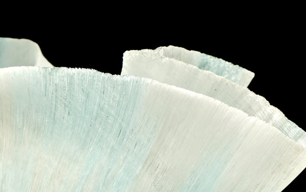 Toots Zynsky, Untitled (White & Ice Blue), Signed Filet-de-Verre Handblown Glass