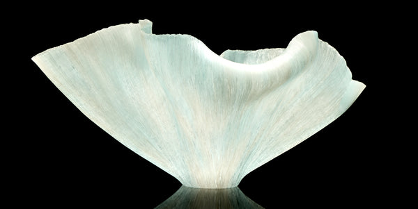 Toots Zynsky, Untitled (White & Ice Blue), Signed Filet-de-Verre Handblown Glass