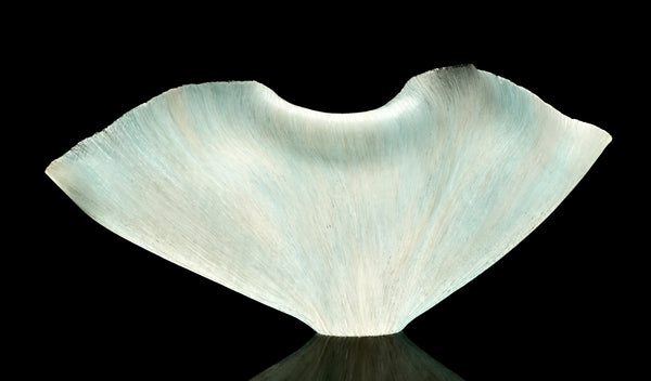 Toots Zynsky, Untitled (White & Ice Blue), Signed Filet-de-Verre Handblown Glass