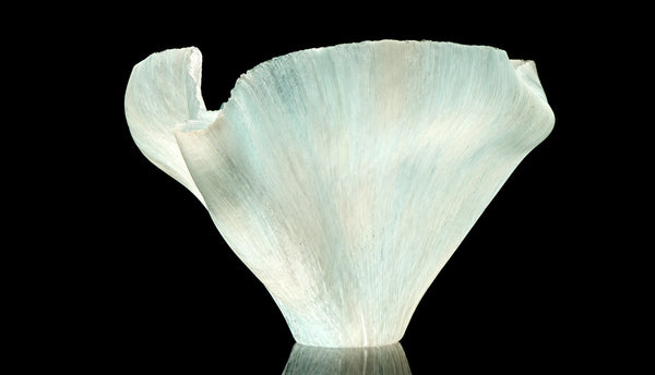 Toots Zynsky, Untitled (White & Ice Blue), Signed Filet-de-Verre Handblown Glass
