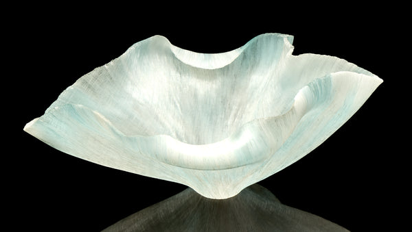 Toots Zynsky, Untitled (White & Ice Blue), Signed Filet-de-Verre Handblown Glass