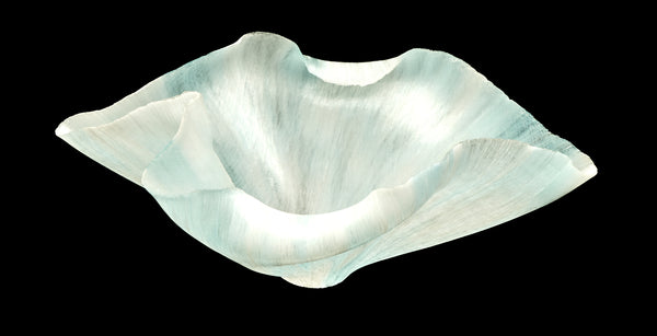 Toots Zynsky, Untitled (White & Ice Blue), Signed Filet-de-Verre Handblown Glass