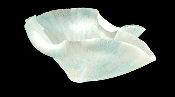 Toots Zynsky, Untitled (White & Ice Blue), Signed Filet-de-Verre Handblown Glass