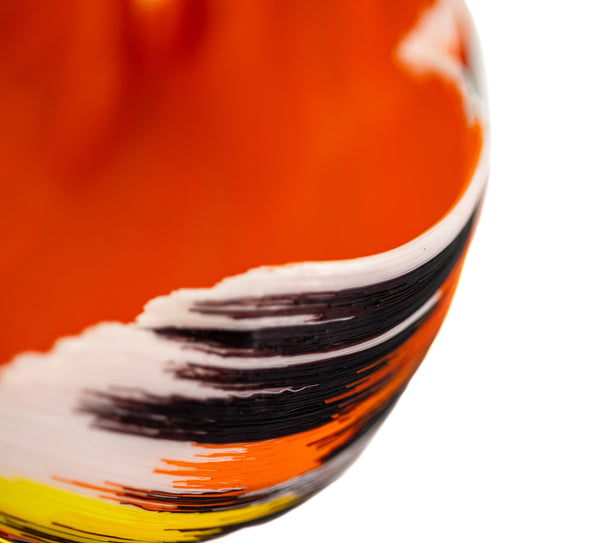 Mary Ann Toots Zynsky Filet-de-verre Orange, Yellow, Black Signed Hand Blown Glass