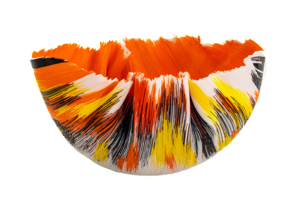 Mary Ann Toots Zynsky Filet-de-verre Orange, Yellow, Black Signed Hand Blown Glass