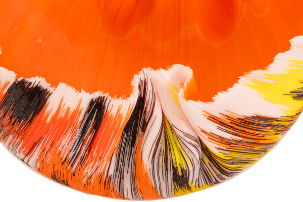 Mary Ann Toots Zynsky Filet-de-verre Orange, Yellow, Black Signed Hand Blown Glass