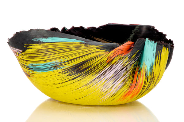 Mary Ann "Toots" Zynsky / Untitled (Tierra del Fuego series, 1988), a hand-blown glass sculpture using her signature filet-de-verre technique. Measuring 5" x 11" x 7", signed "Z"
