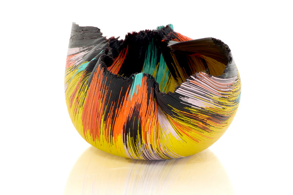 Mary Ann "Toots" Zynsky / Untitled (Tierra del Fuego series, 1988), a hand-blown glass sculpture using her signature filet-de-verre technique. Measuring 5" x 11" x 7", signed "Z"