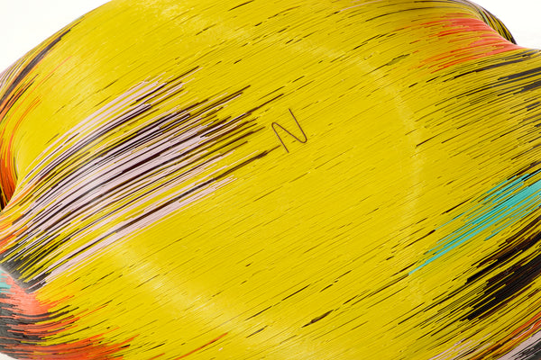 Mary Ann "Toots" Zynsky / Untitled (Tierra del Fuego series, 1988), a hand-blown glass sculpture using her signature filet-de-verre technique. Measuring 5" x 11" x 7", signed "Z"