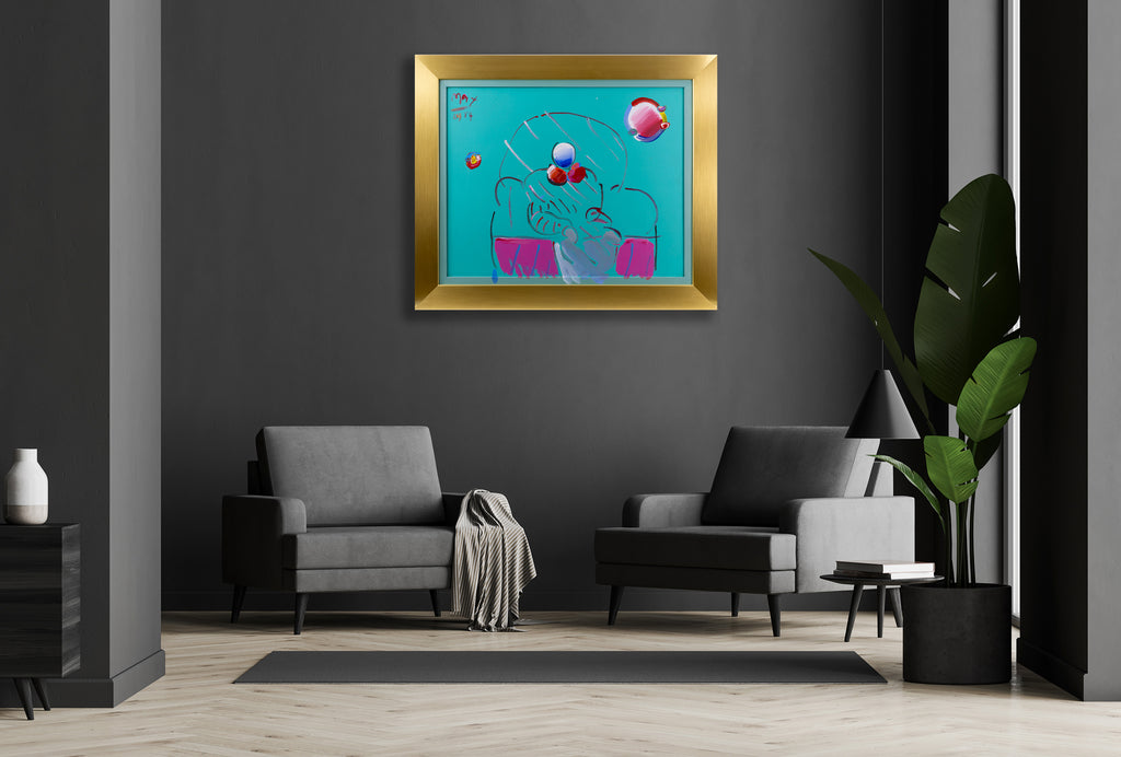 Peter Max Signed Early Original Acrylic on Canvas Painting 1984 Seated ...