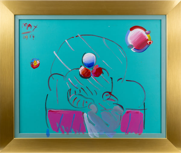 Peter Max Signed Early Original Acrylic on Canvas Painting 1984 Seated Man Contemporary Art