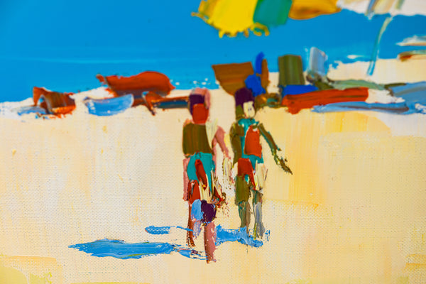 Nicola Simbari Beach Scene Venice Signed Original Painting