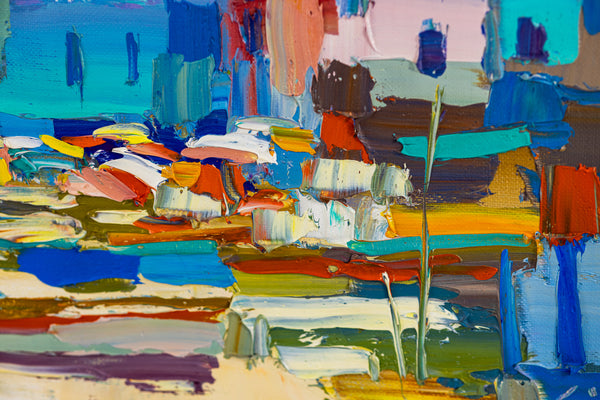 Nicola Simbari Beach Scene Venice Signed Original Painting