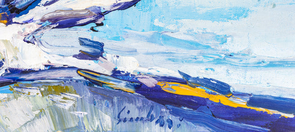 Nicola Simbari Woman Along Coastline 36 Inch Signed Original Painting