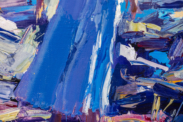 Nicola Simbari Woman Along Coastline 36 Inch Signed Original Painting