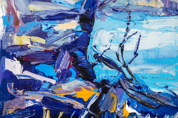 Nicola Simbari Woman Along Coastline 36 Inch Signed Original Painting