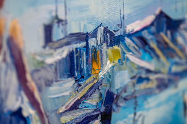 Nicola Simbari Woman Along Coastline 36 Inch Signed Original Painting