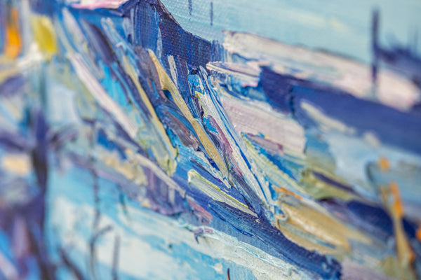 Nicola Simbari Woman Along Coastline 36 Inch Signed Original Painting