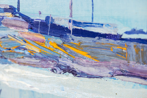 Nicola Simbari Woman Along Coastline 36 Inch Signed Original Painting