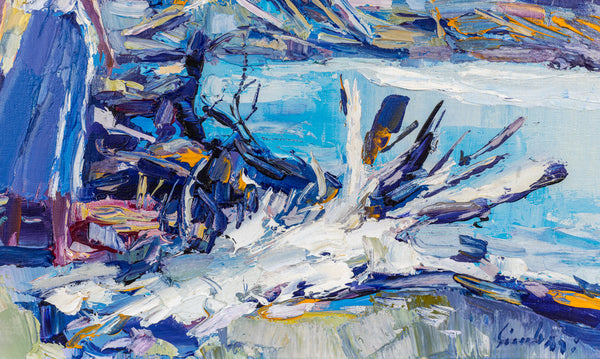 Nicola Simbari Woman Along Coastline 36 Inch Signed Original Painting