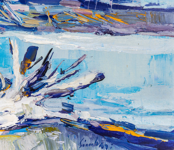 Nicola Simbari Woman Along Coastline 36 Inch Signed Original Painting