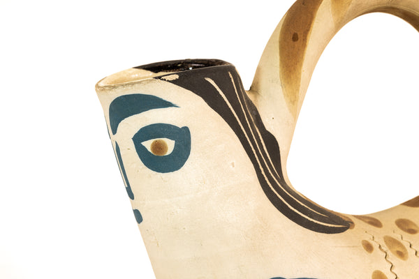 Pablo Picasso ceramic from 1952: Figure de Proue (A.R. 136), white earthenware vessel by Madoura, fully authenticated with stamps and COA.