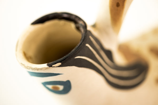 Pablo Picasso ceramic from 1952: Figure de Proue (A.R. 136), white earthenware vessel by Madoura, fully authenticated with stamps and COA.