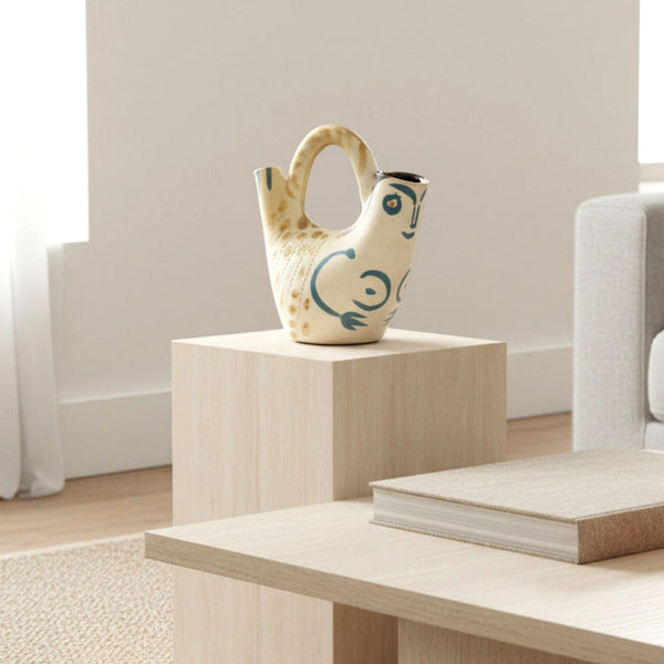 Pablo Picasso ceramic from 1952: Figure de Proue (A.R. 136), white earthenware vessel by Madoura, fully authenticated with stamps and COA.