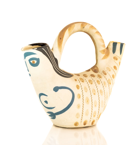 Pablo Picasso ceramic from 1952: Figure de Proue (A.R. 136), white earthenware vessel by Madoura, fully authenticated with stamps and COA.