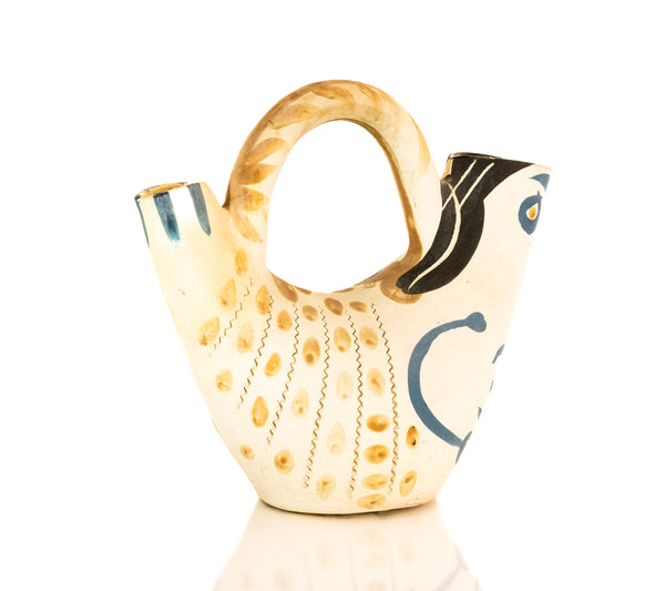 Pablo Picasso ceramic from 1952: Figure de Proue (A.R. 136), white earthenware vessel by Madoura, fully authenticated with stamps and COA.