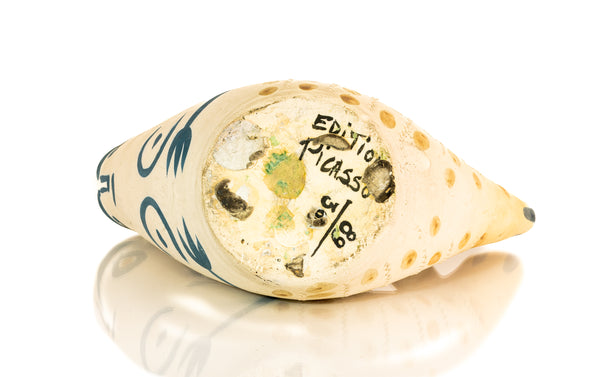 Pablo Picasso ceramic from 1952: Figure de Proue (A.R. 136), white earthenware vessel by Madoura, fully authenticated with stamps and COA.