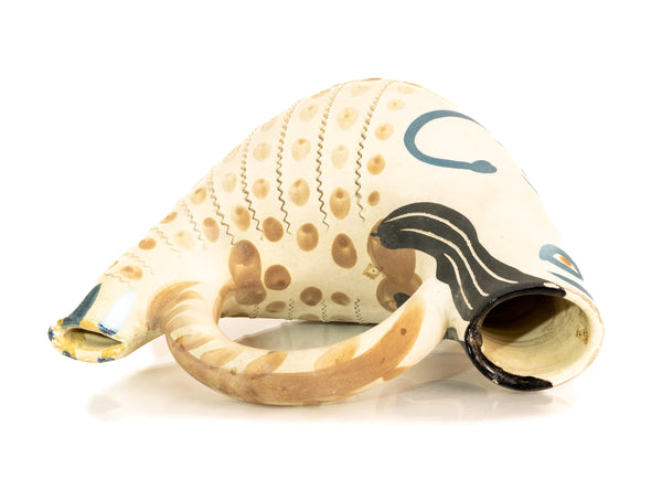 Pablo Picasso ceramic from 1952: Figure de Proue (A.R. 136), white earthenware vessel by Madoura, fully authenticated with stamps and COA.