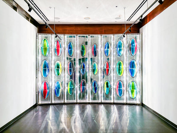 Paolo Venini Struttura Metallica 16' x 11'  Full Wall Backlit Colorful Glass Installation