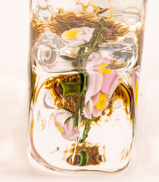 Paul Stankard Floating Peony Botanical Signed 1981 Handblown Glass