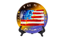 Peter Max, Signed Original American Flag Painting on 10.5” Plate