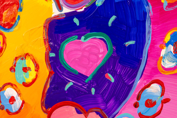 Peter Max Angel with Heart 18” Signed 2014 Acrylic Sculpture