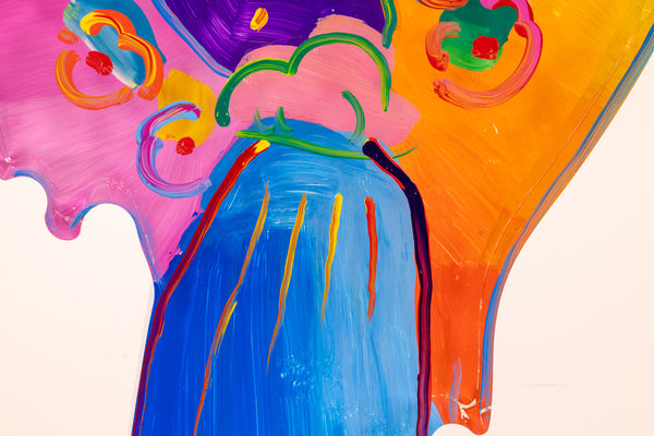 Peter Max Angel with Heart 18” Signed 2014 Acrylic Sculpture