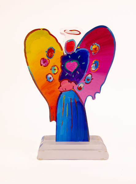 Peter Max, Angel with Heart - 18” Signed 2014 Acrylic Sculpture