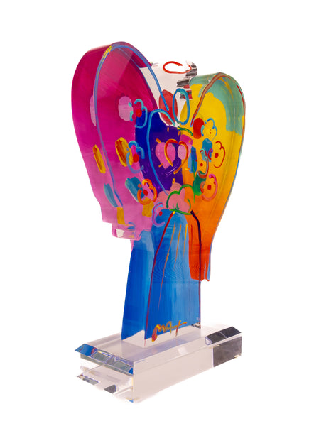 Peter Max Angel with Heart 18” Signed 2014 Acrylic Sculpture
