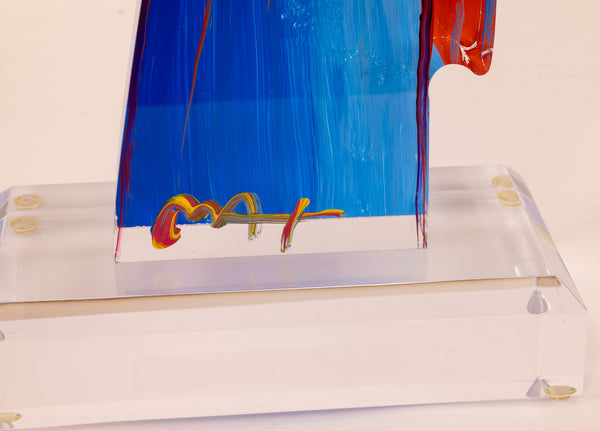 Peter Max Angel with Heart 18” Signed 2014 Acrylic Sculpture