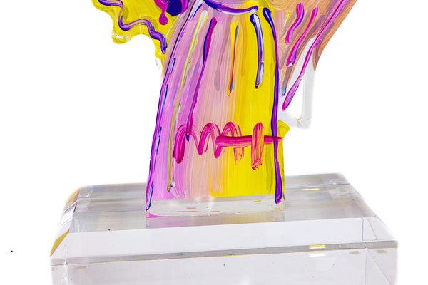 Peter Max Yellow Angel with Heart Acrylic Sculpture 2017 13” Version