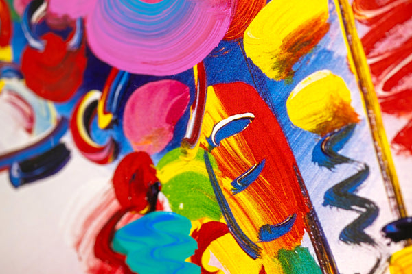 Peter Max, Blushing Beauty, Signed Mixed Media Original Painting over Lithograph