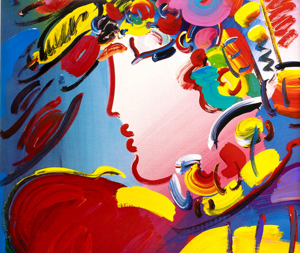 Peter Max, Blushing Beauty, Signed Mixed Media Original Painting over Lithograph