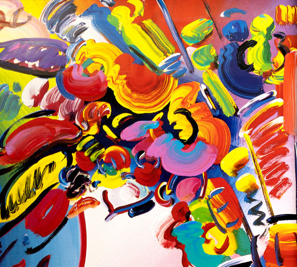 Peter Max, Blushing Beauty, Signed Mixed Media Original Painting over Lithograph