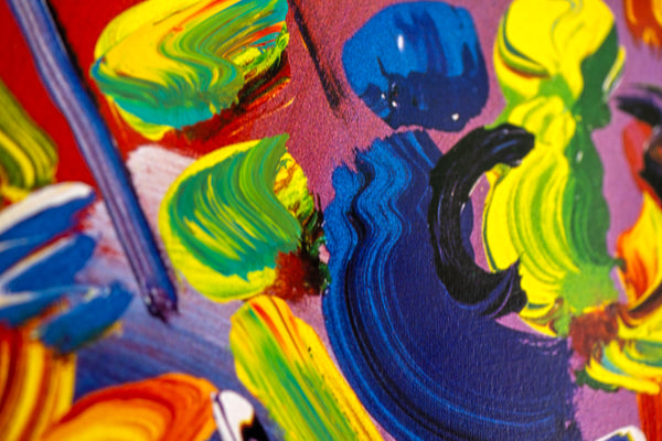 Peter Max, Blushing Beauty, Signed Mixed Media Original Painting over Lithograph